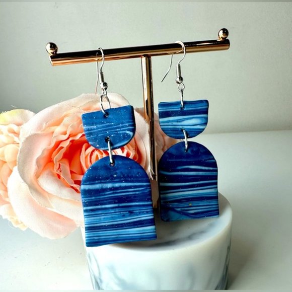 Marble design Light weight dangle statement Hand made Gorgeous earrings - Picture 6 of 12